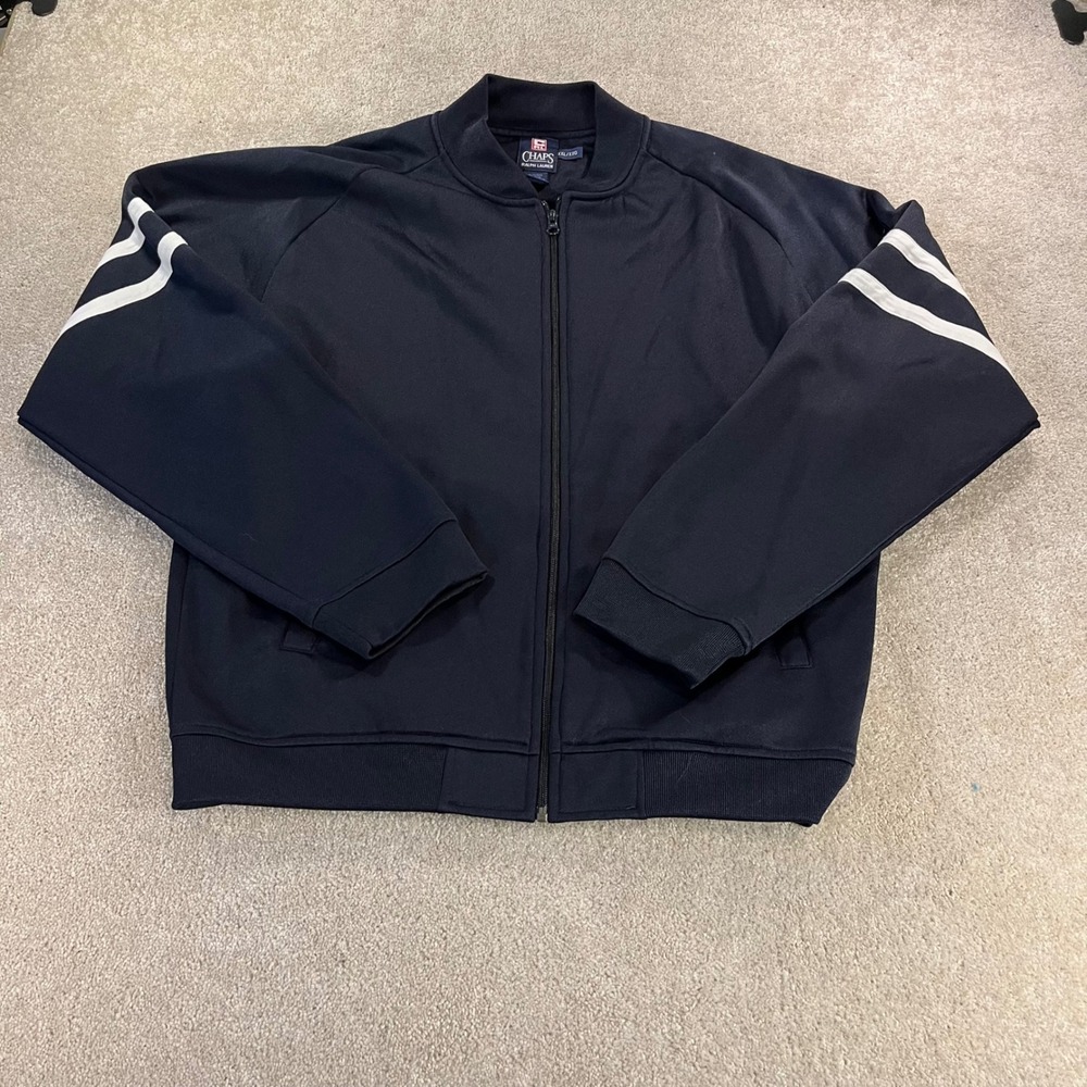 Chaps Ralph Lauren Track Jacket Mens XXL Navy Blue Striped Bomber Zip
